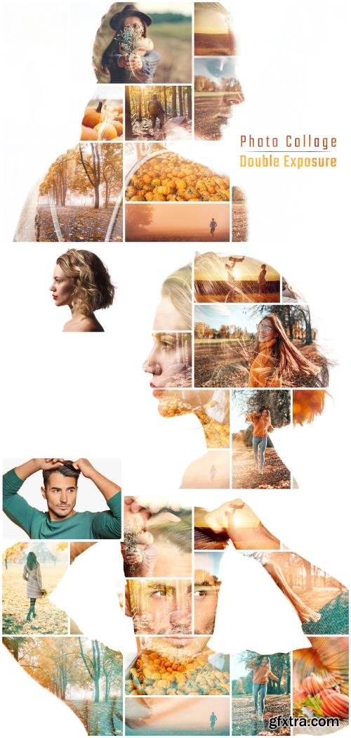 Photo Collage Double Exposure Effect Mockup 470002991