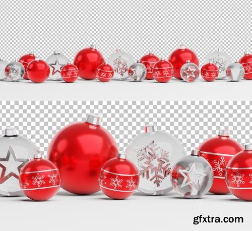 Isolated Red Christmas Baubles on White Mockup 470735550