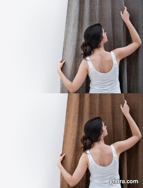 Window Curtain Mockup in Brown Tone 451684808