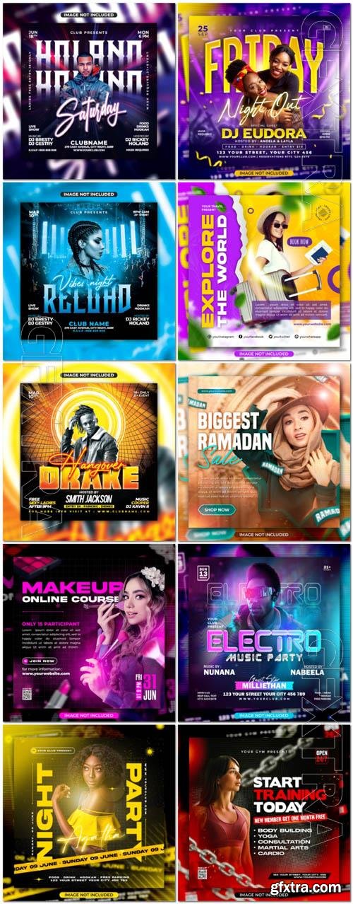 Flyer social media post, psd banner set vol 182