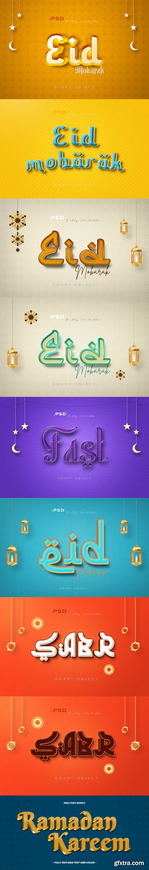 Eid mubarak islamic 3d editable text effect