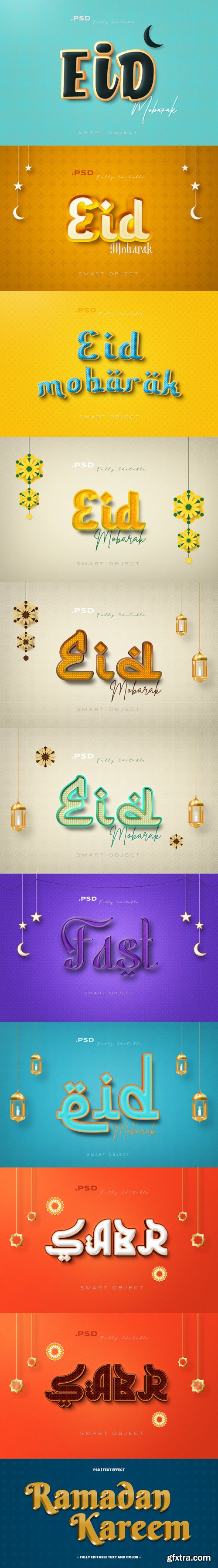 Eid mubarak islamic 3d editable text effect