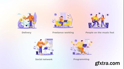 Videohive Freelance working - Big Character Tool Set Concept 44422491