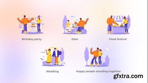 Videohive Happy people standing together - Big Character Tool Set Concept 44422514