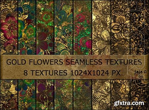 Gold flowers seamless textures