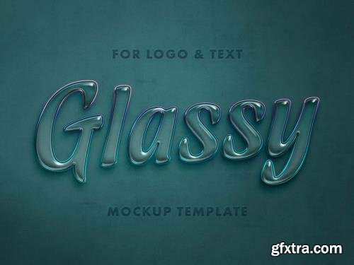 Green 3D Glass Text Effect Mockup 433475019