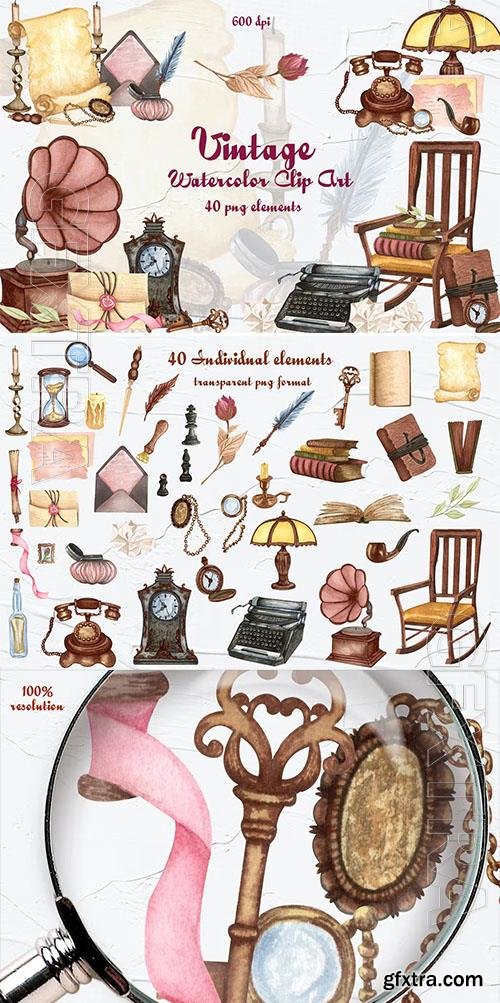 Vintage Watercolor Clipart