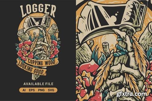 Logger With Ax Vector Illustration