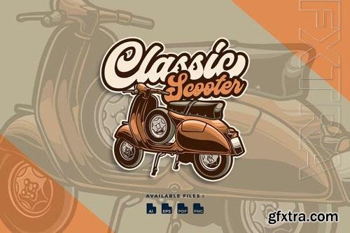 Classic Scooter Motorcycle Automotive logo