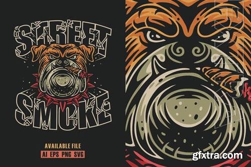 Street Smoke With Bulldogs Vector Illustration