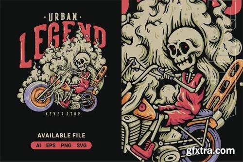 Urban Legend With Skeleton Vector Illustration