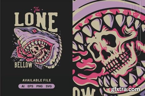 The Lone Bellow With Skull Vector Illustration