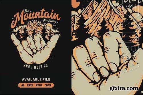 Mountain Is Calling Vector Illustration