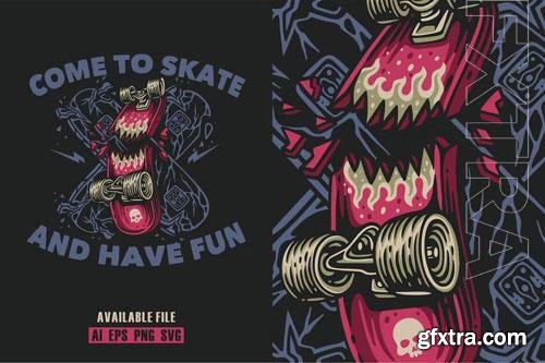 Come To Skate Vector Illustration