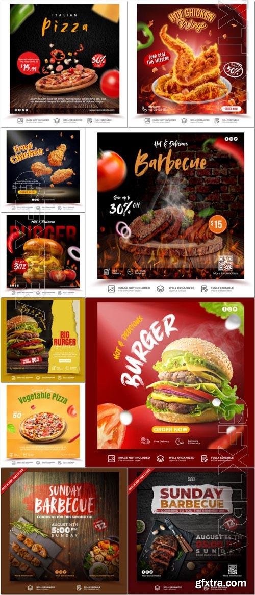 Flyer food and drink social media post, psd banner set vol 177