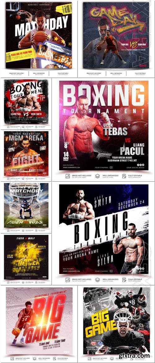 Flyer sport games social media post, psd banner set vol 181