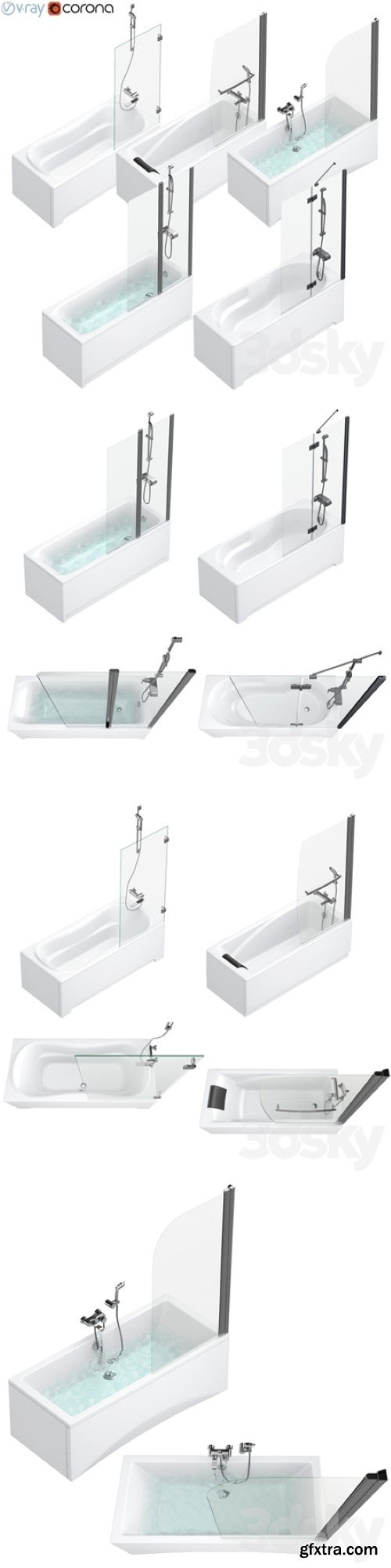 Pro 3DSky -  Bath and shower curtains Villeroy & Boch, Sanitana, Roca, Ideal and Cersanit set 95