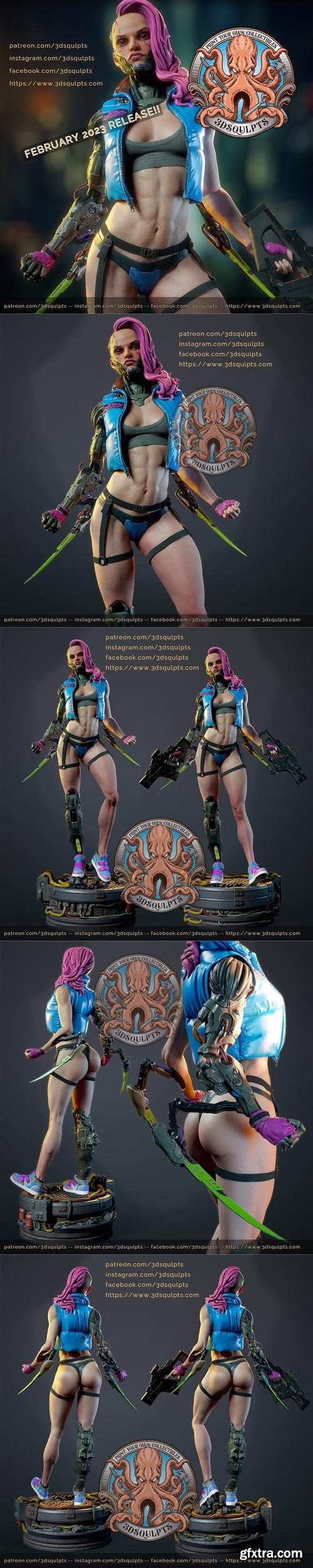 3dsqulpts – Cyberpunk Girl – 3D Print Model