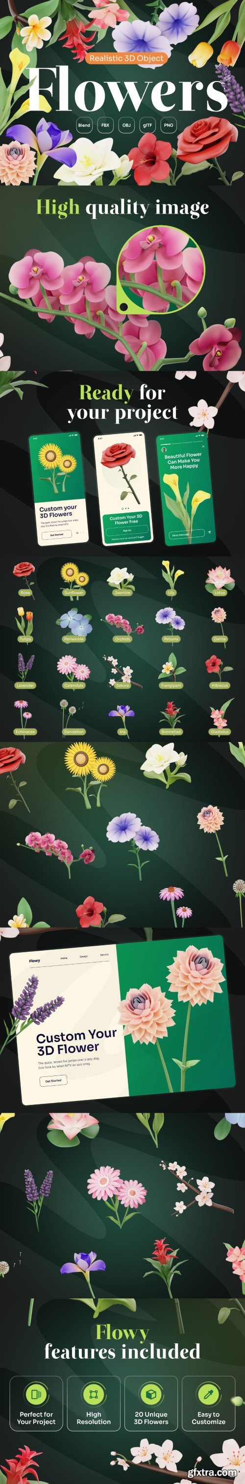 Flowy - Flowers 3D Icon Set