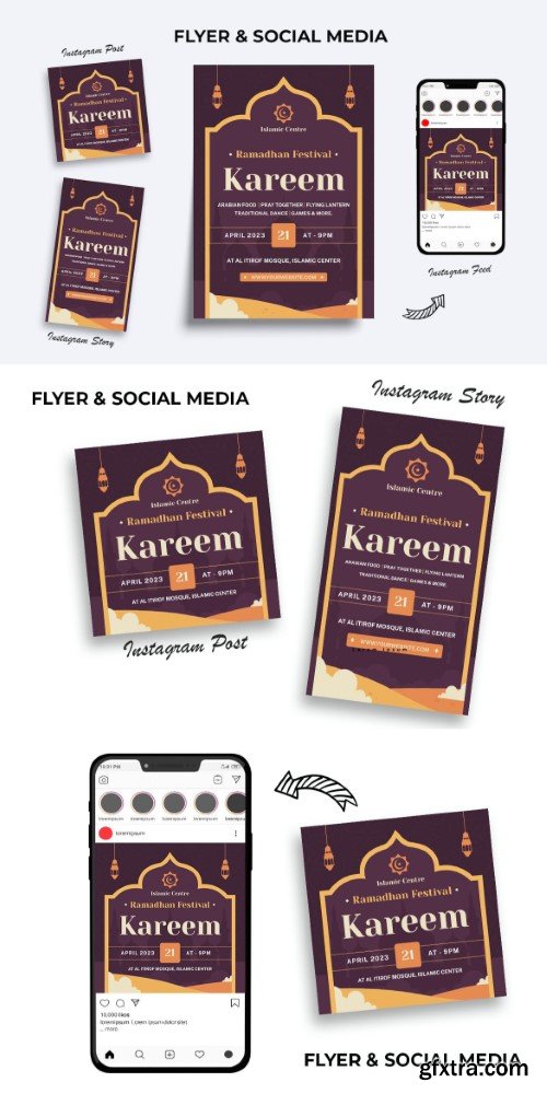 Ramadhan festival flyer instagram set