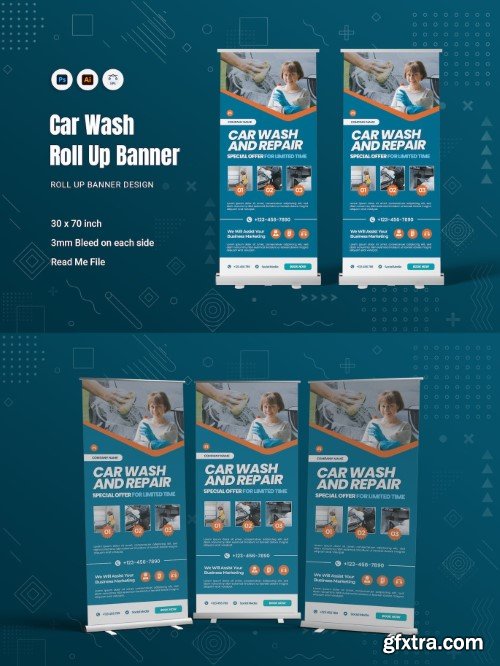 Car wash roll up banner