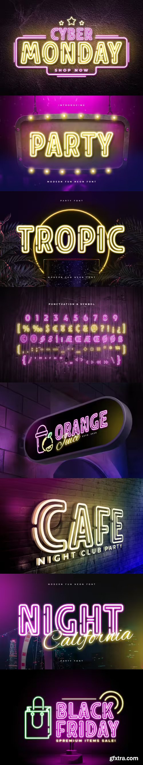 Party - Modern Fun Neon Font