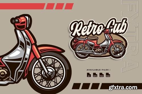 Retro Cub Motorcycle Automotive logo design