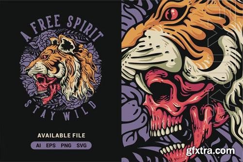 Spirit With Skull Vector Illustration