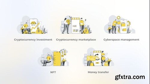 Videohive Cyberspace Management - Yellow Gray Flat Illustration 44638039