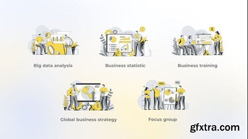 Videohive Global Business Strategy - Yellow Gray Flat Illustration 44638112
