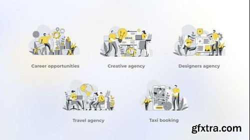 Videohive Career Opportunities - Yellow Gray Flat Illustration 44638004