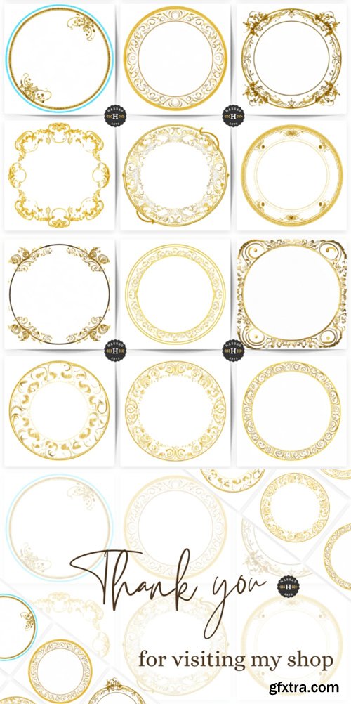 Golden Wreaths PNG Collection