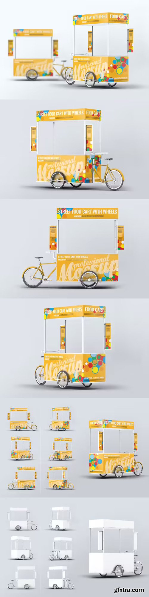 Food Cart Kiosk With Wheels Mock-Up