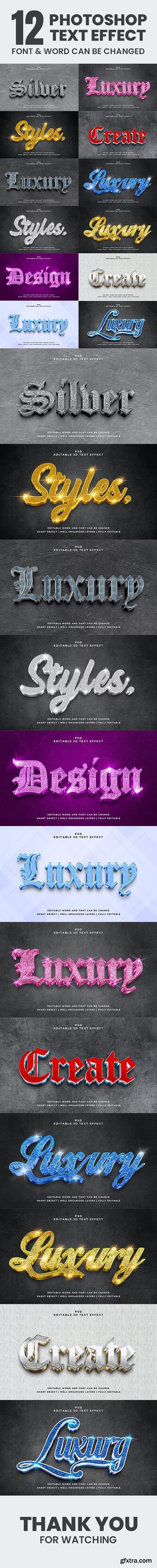 Graphicriver - 12 Gold Luxury Photoshop Editable 3d Text Effect Style Pack 44461526