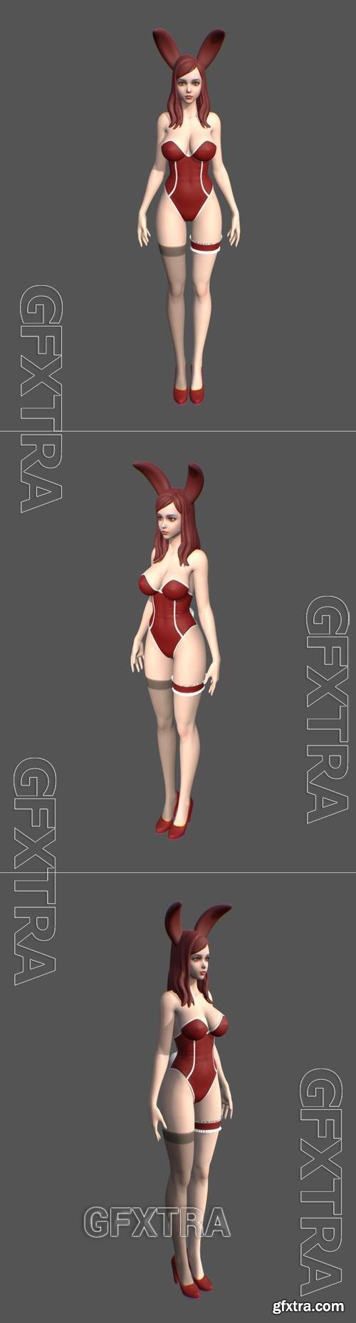 Bunny girl easter sketch &ndash; 3D Print Model