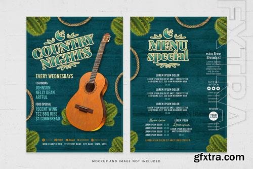 PSD rustic western country night party flyer template