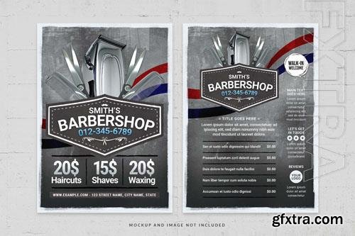 PSD hair trimmer scissor barber shop gray flyer template