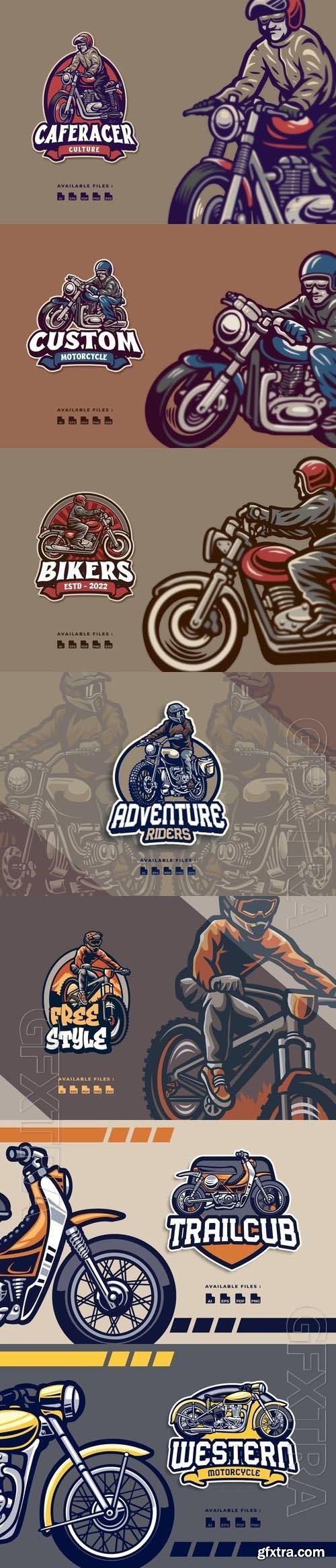 Montain Bike Character, Motorcycle Automotive Mascot Logo