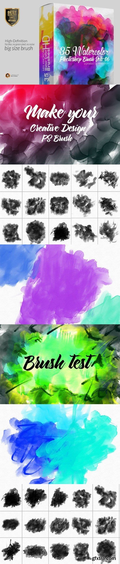 35 Hi-Res Water Color PS Brush Set 6