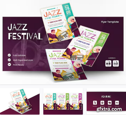 Jazz Music Fest Flyer Ai & EPS Template