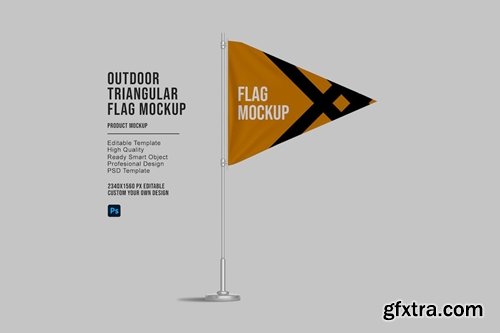 Outdoor Triangular Flag Mockup WUEV7PG