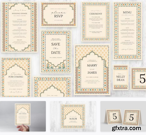 Indian Wedding Invitation Templates Set