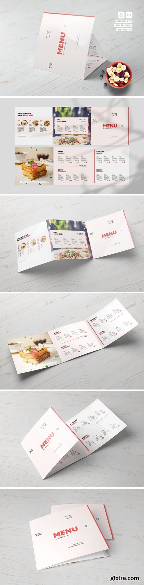 Square Trifold Food Menu CNVTB7G