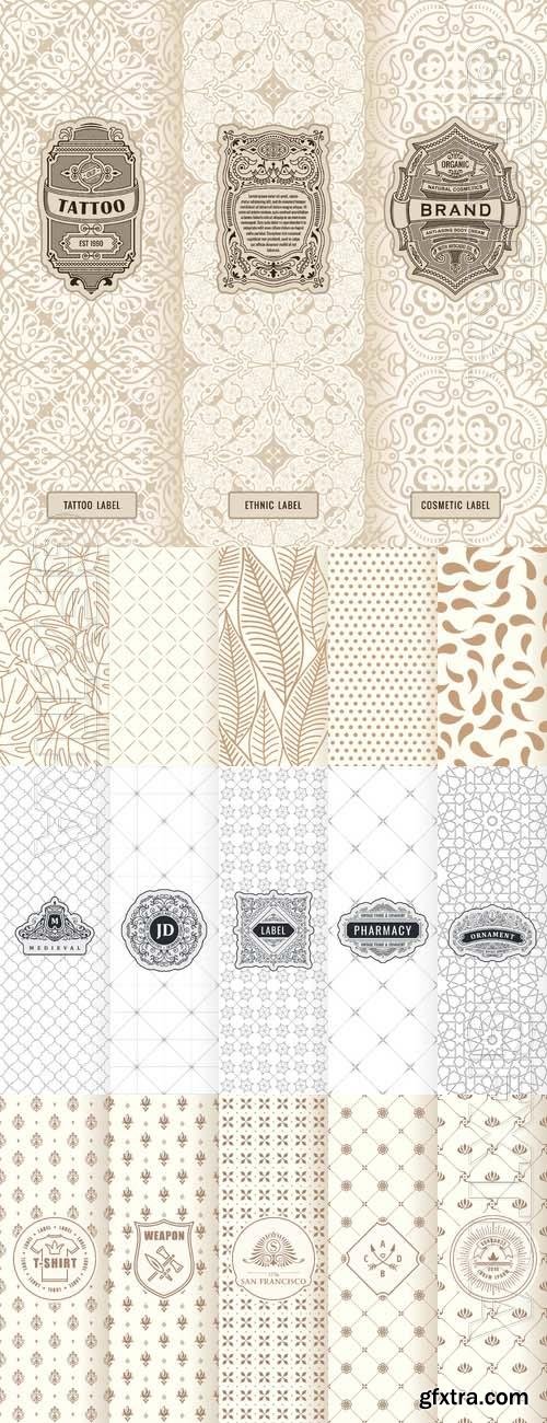 Vintage banners set of vertical labels, packaging frames vector