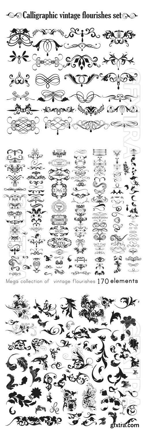 Ornaments collection, vector decorative elements