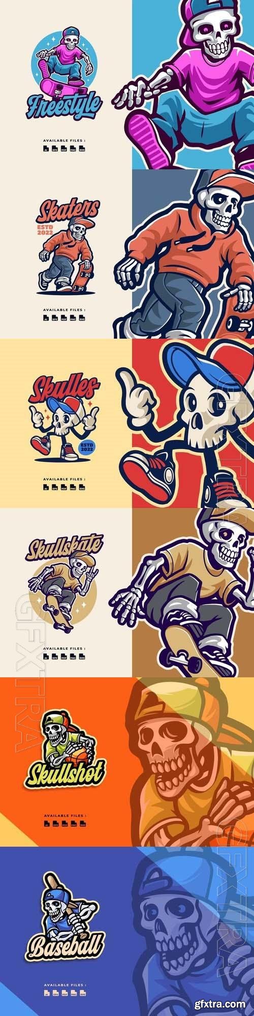 Skulles vintage mascot character sport logo set