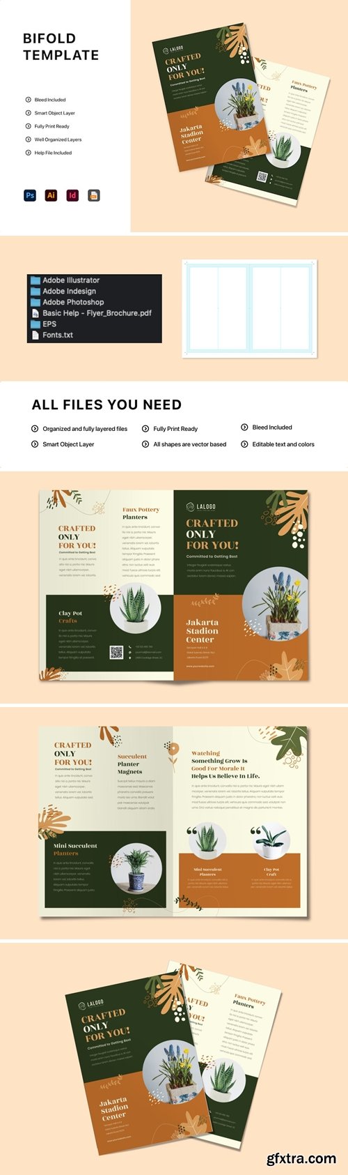 Organic Shape Style Corporate Business Bifold Brochure Template DK7M8Z9