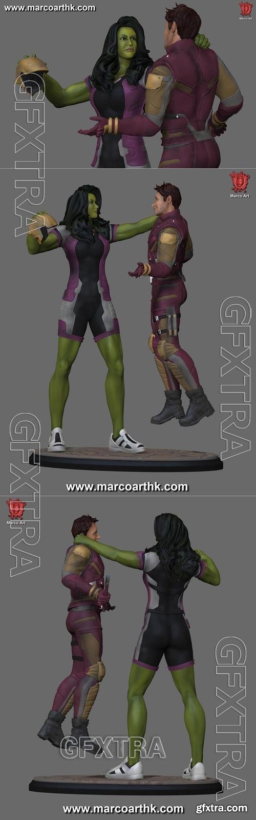 Marco Art - SheHulk and Daredevil &ndash; 3D Print Model