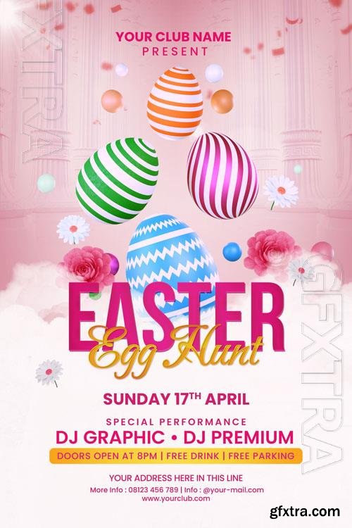 Easter day egg hunt celebration for social media post or psd flyer invitation