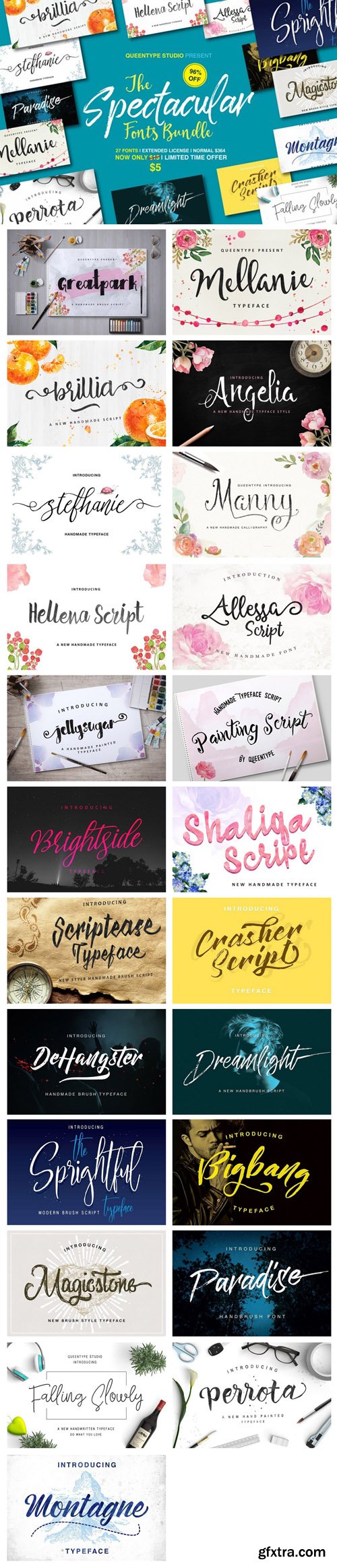 The Spectacular Font Bundle - 27 IN 1 Font Bundle